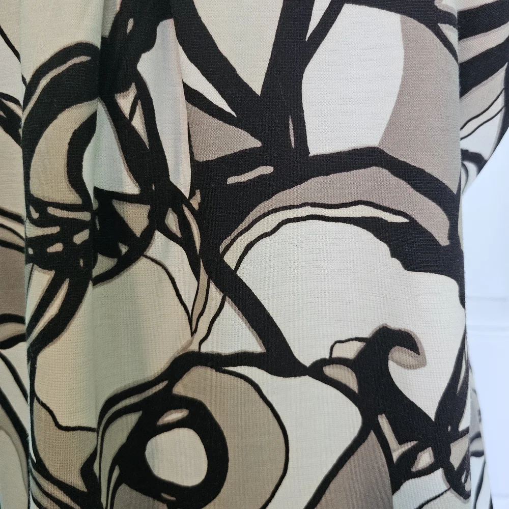 Dana Buchman Black and Cream Abstract Midi Dress Women's Size 12